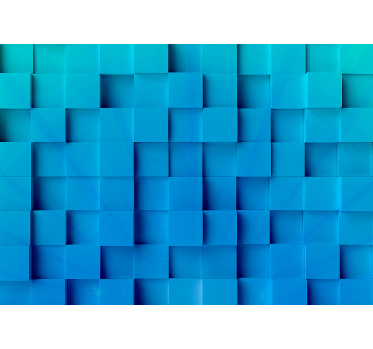 blue geometric mozaic 3d 3D Wall Mural - TenStickers