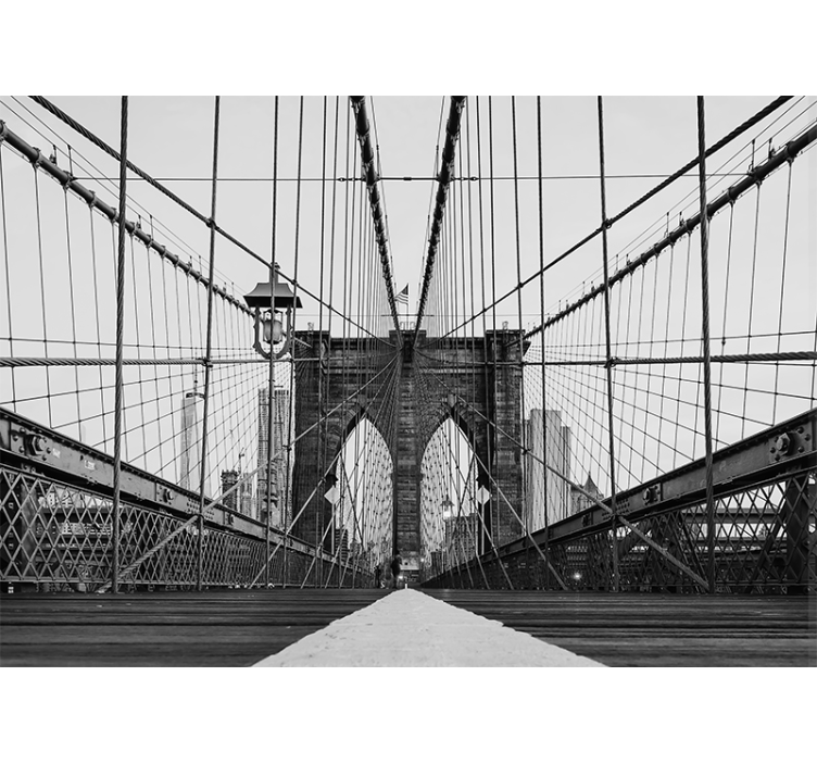 City wall mural brooklyn bridge perspective view - TenStickers