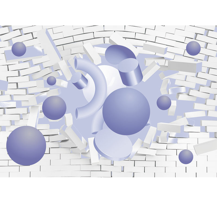 Abstract wall mural with floating geometric shapes - TenStickers