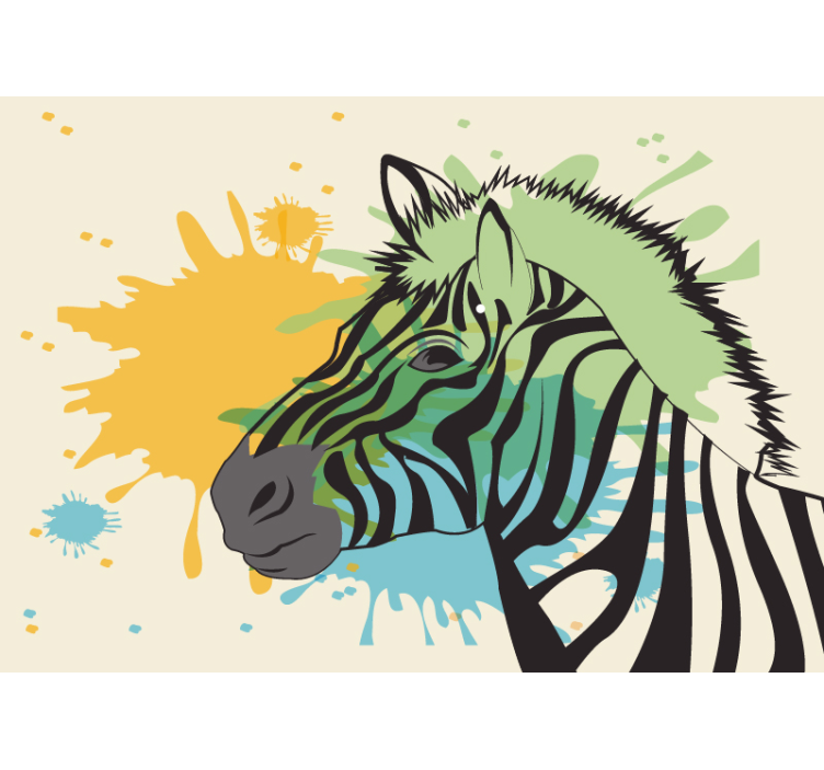 Animals wall mural zebra splash artwork - TenStickers