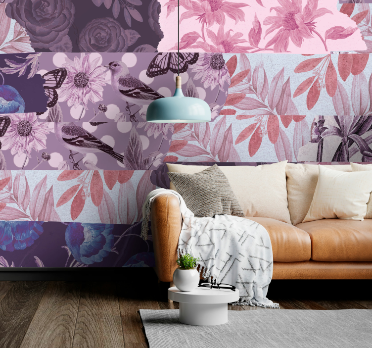 Floral collage mural wallpaper - TenStickers