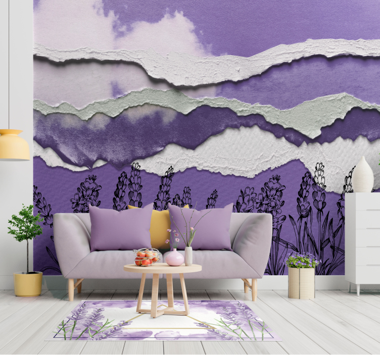 Abstract lavender field wall mural - TenStickers
