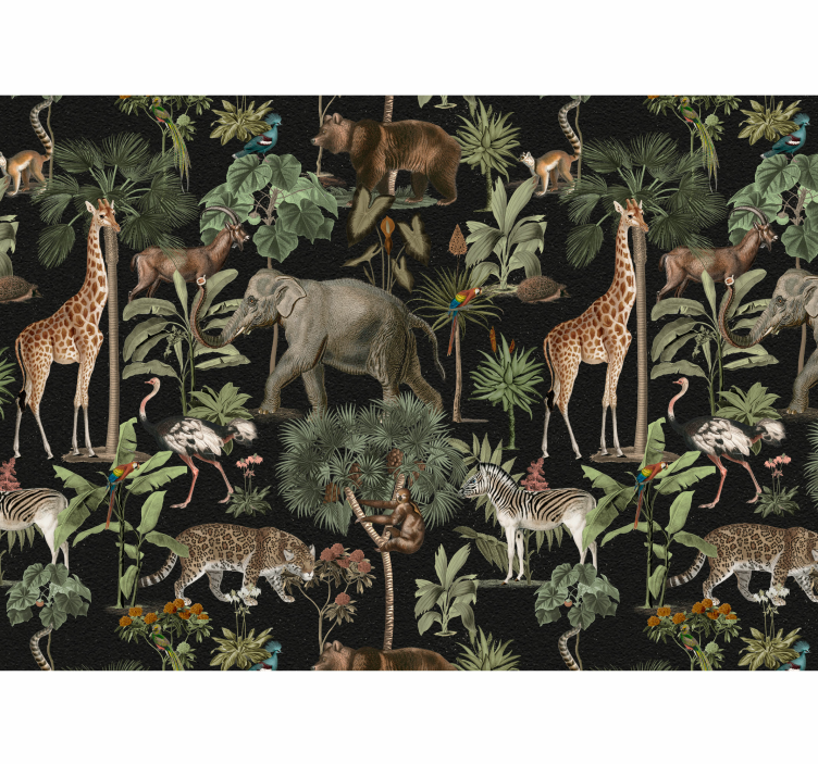 Wall mural master bedroom jungle wildlife adventure - TenStickers
