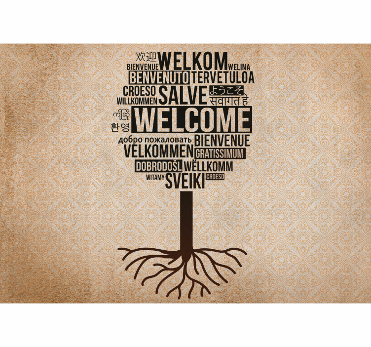 Welcome tree phrase wall mural - TenStickers