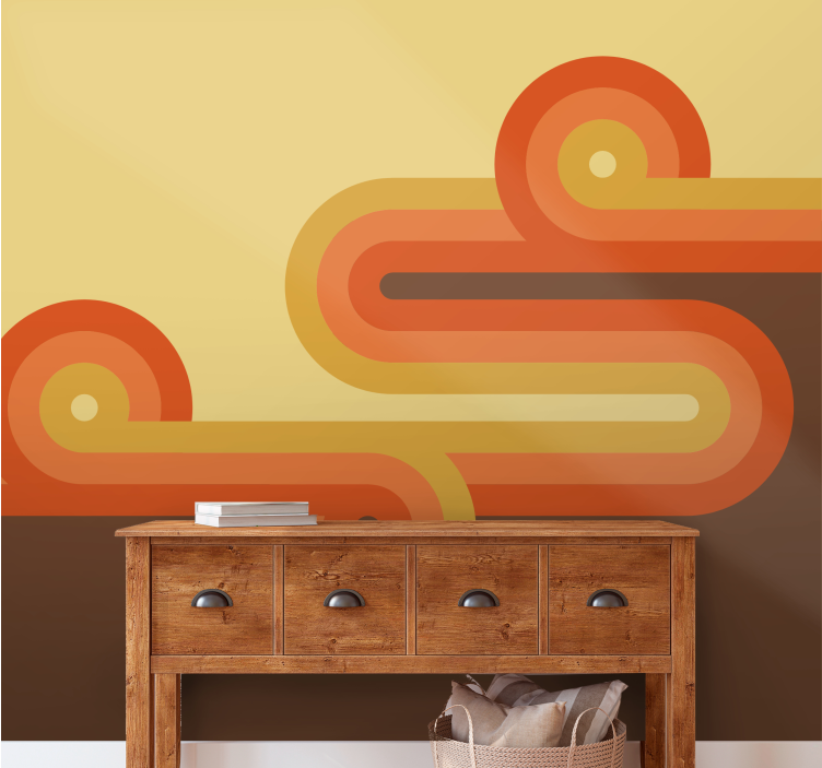 Abstract wall mural curved orange lines - TenStickers