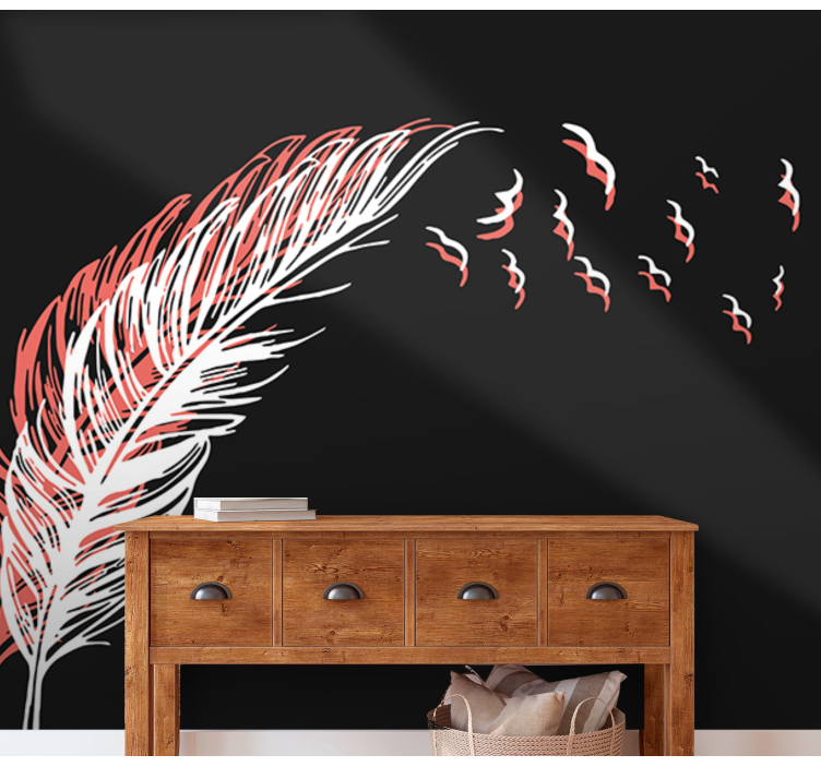 Abstract wall mural feather flowing movement - TenStickers