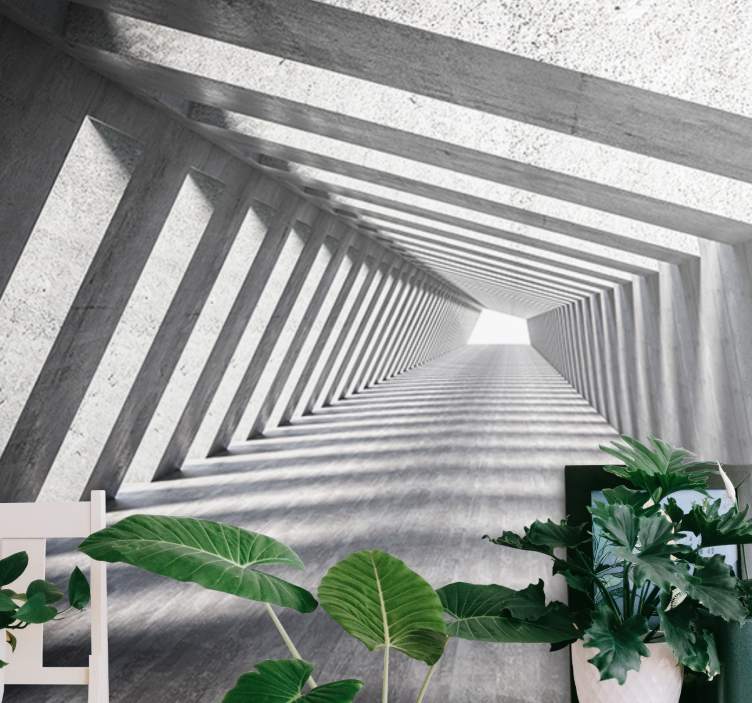 Abstract wall mural geometric tunnel perspective - TenStickers