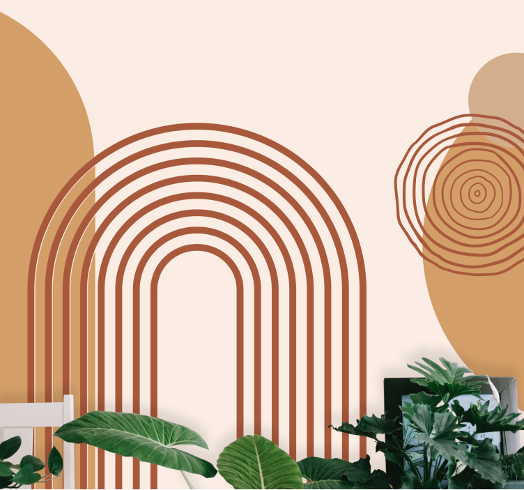 Abstract wall mural with geometric curved lines - TenStickers