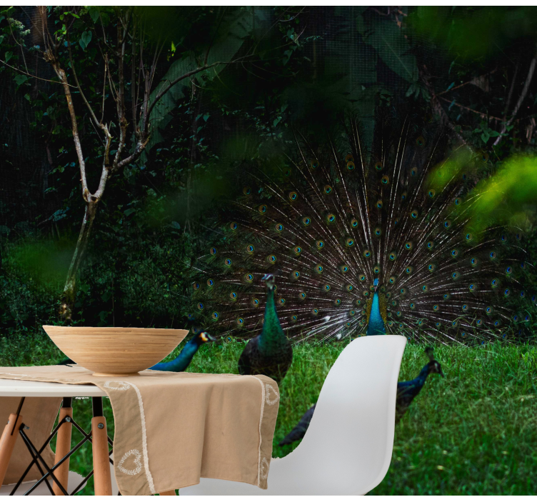 Animal peacocks in spring nature wall mural - TenStickers