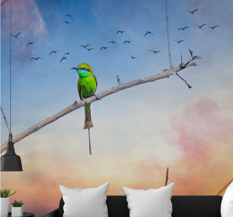 Animals wall mural bird on branch - TenStickers