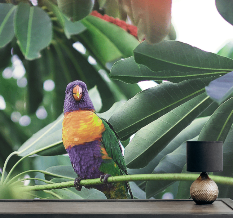 Animals wall mural colorful parrot perched - TenStickers