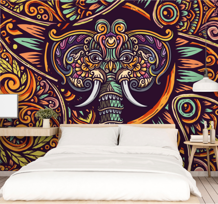 Animals wall mural decorative elephant design - TenStickers