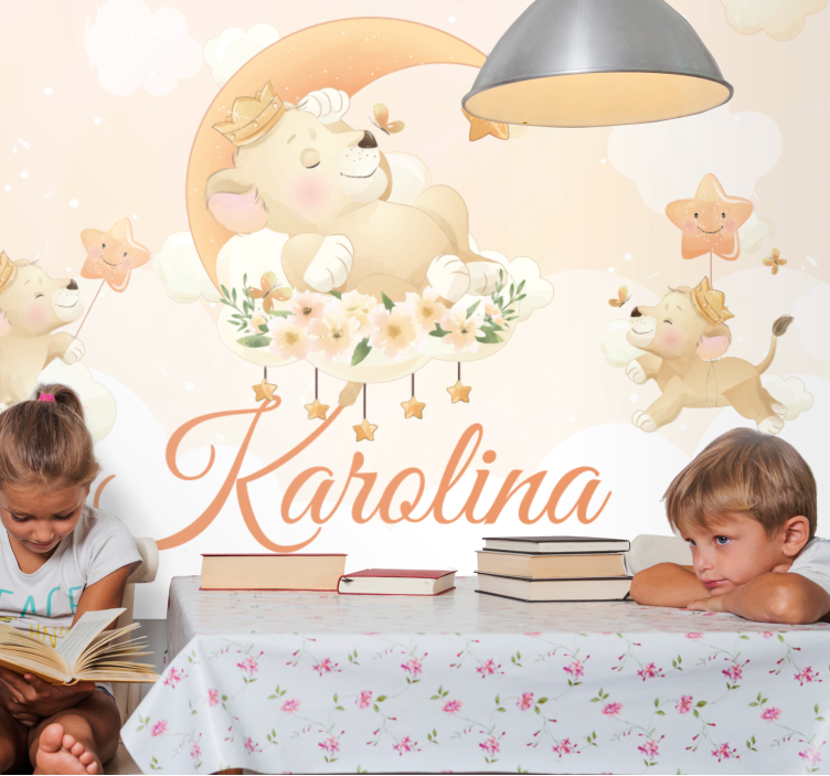 Animals wall mural dreamy lion scene - TenStickers