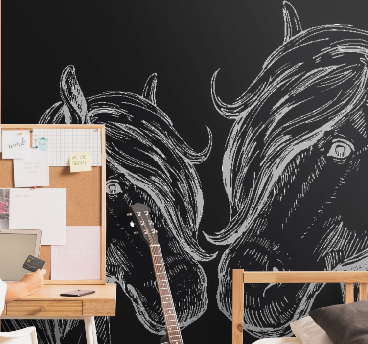 Animals wall mural elegant horse portraits - TenStickers