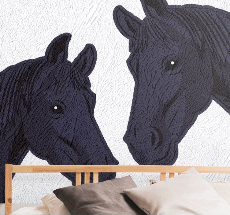 Animals wall mural elegant horse profiles - TenStickers