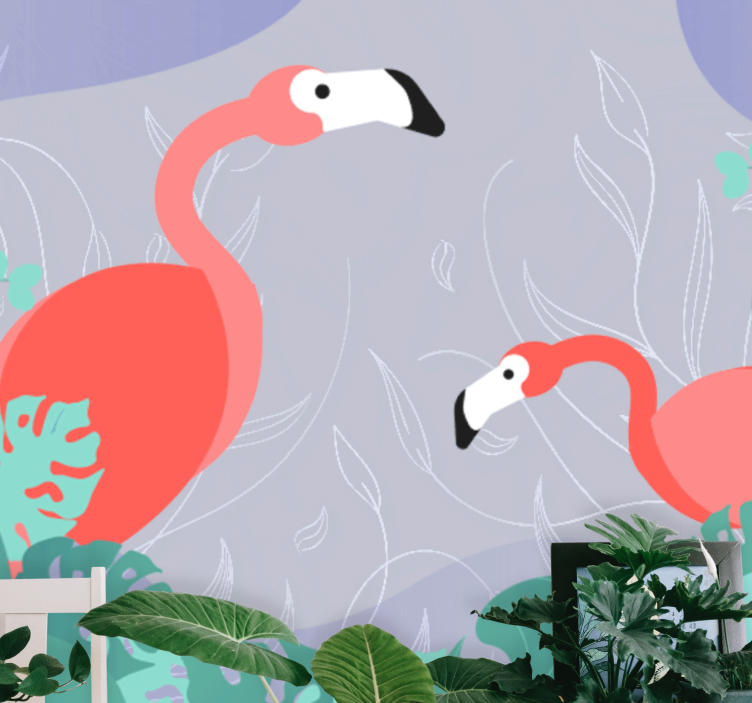 Animals wall mural flamingo family - TenStickers