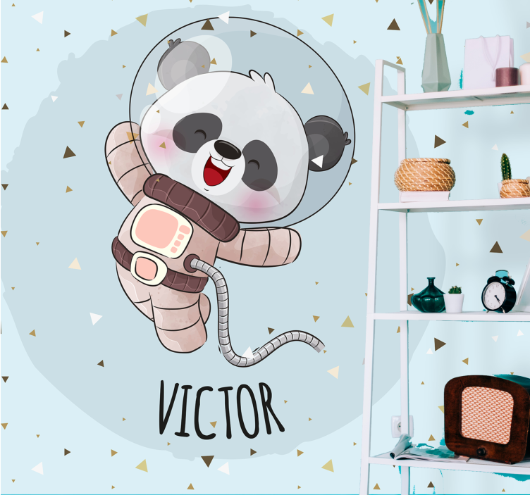 Animals wall mural happy astronaut panda - TenStickers