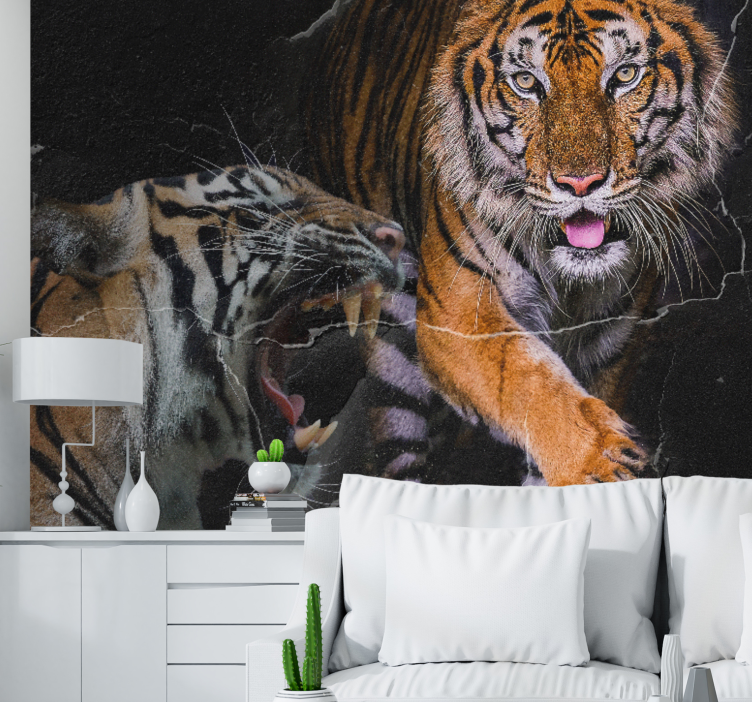 Animals wall mural majestic tiger encounter - TenStickers