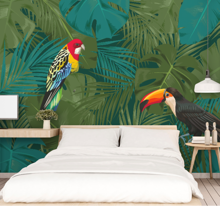 Animals wall mural tropical parrots display - TenStickers