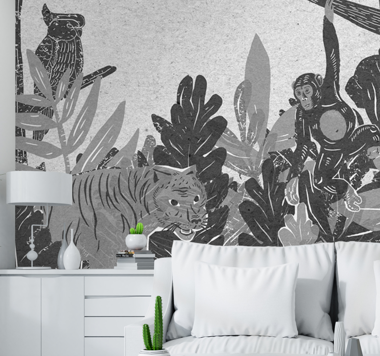 Animals wall mural wildlife adventure scene - TenStickers