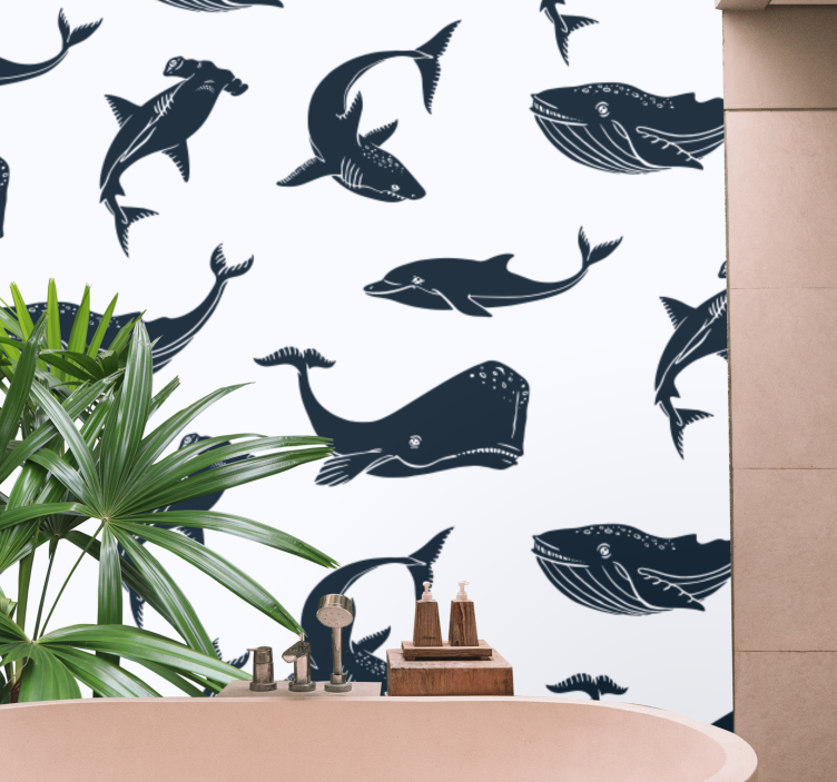 Animals wall mural with ocean life designs - TenStickers