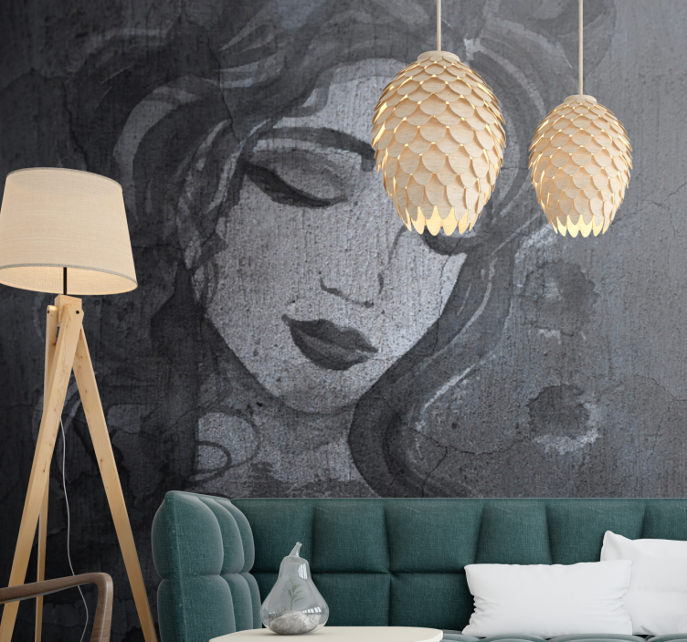 Art wall mural elegant woman portrait - TenStickers