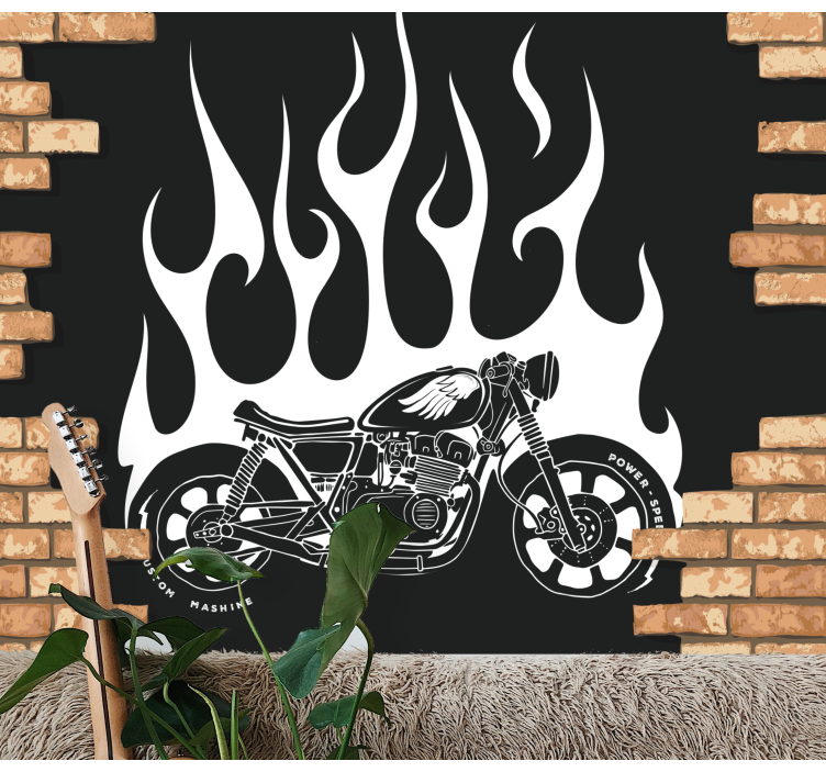 Automotive wall murals motorbike flames - TenStickers