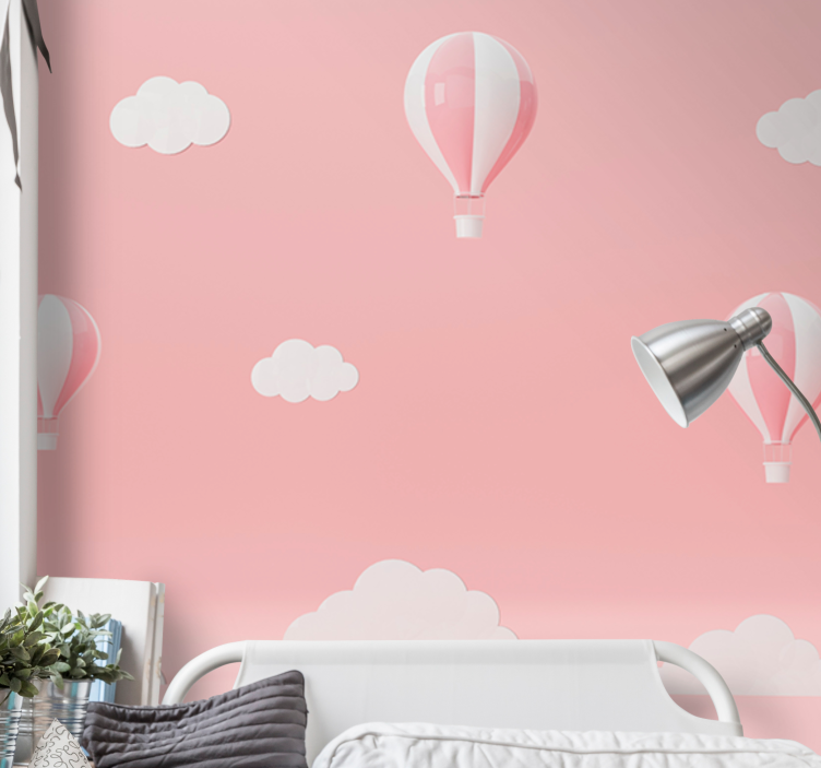 Balloons float up pink color Kids wall Murals - TenStickers