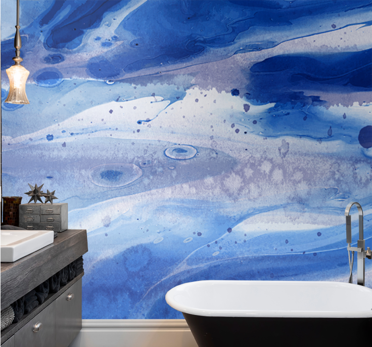 Blue abstract sean marble Bathroom Murals - TenStickers