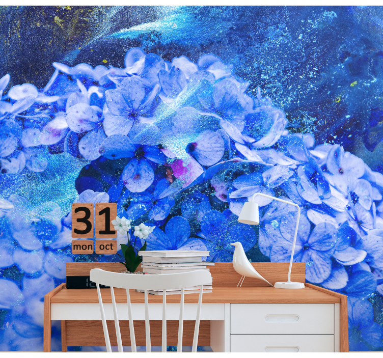 Blue Floral Arrangement flower wall mural - TenStickers