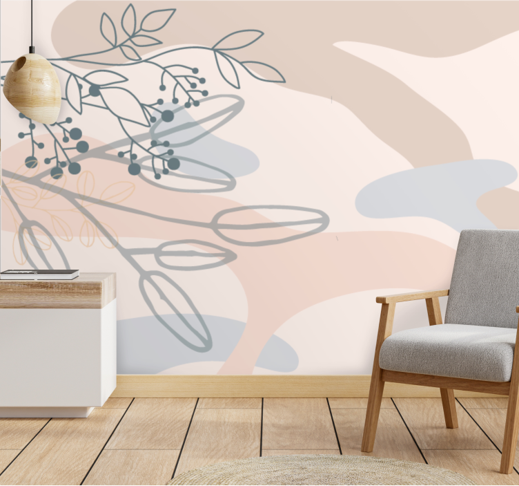 "Boho" floral illustration wall mural - TenStickers
