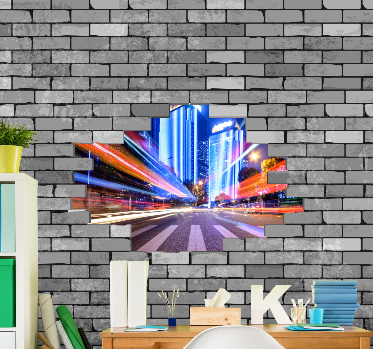 Broken bricks with photo custom wall mural - TenStickers