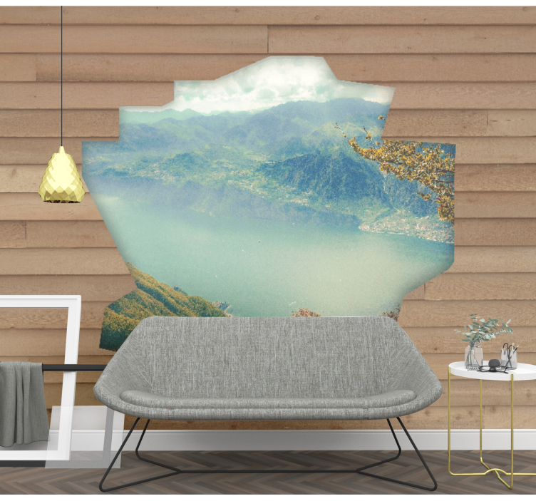 Broken wall wood with photo custom wall mural - TenStickers