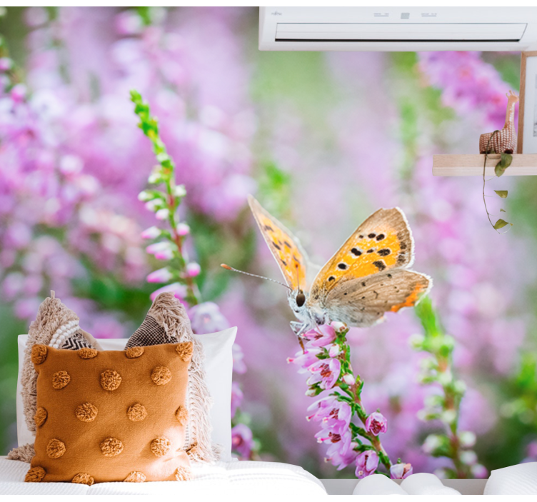 Butterfly flowering pink heater wall mural - TenStickers