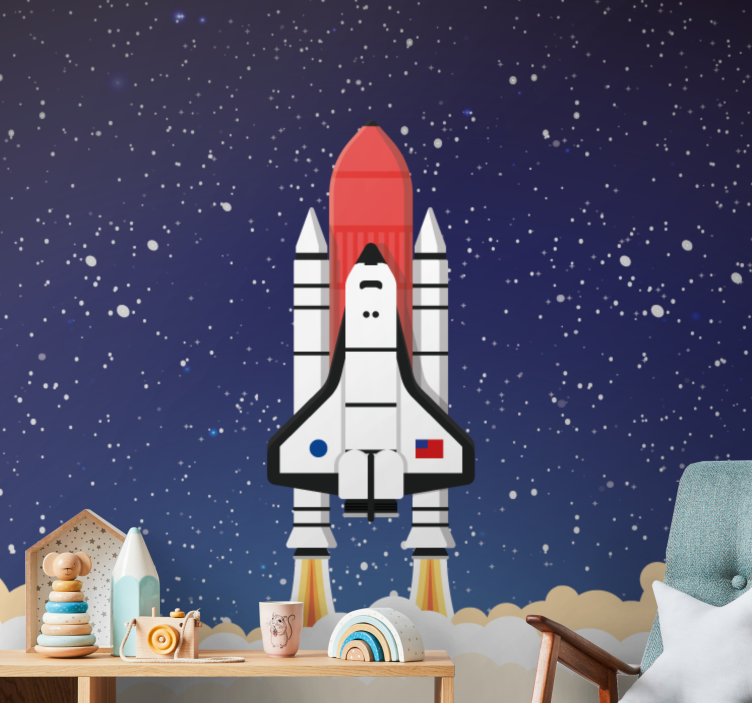 Cartoon rocket launching to space wall Murals - TenStickers