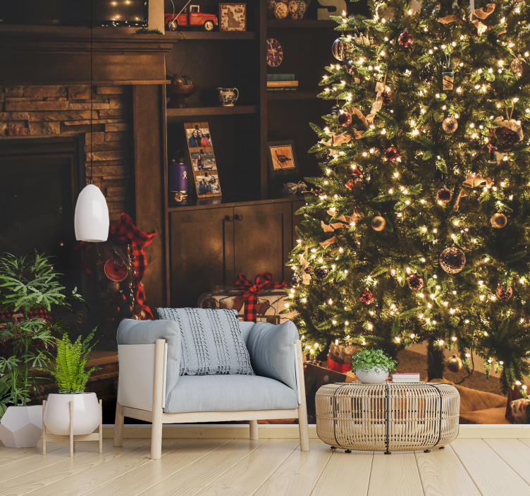 Christmas wall mural celebrating tree lights - TenStickers