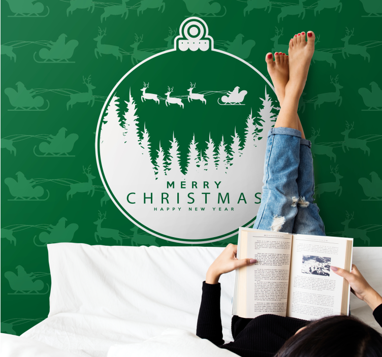 Christmas wall mural joyful winter landscape - TenStickers