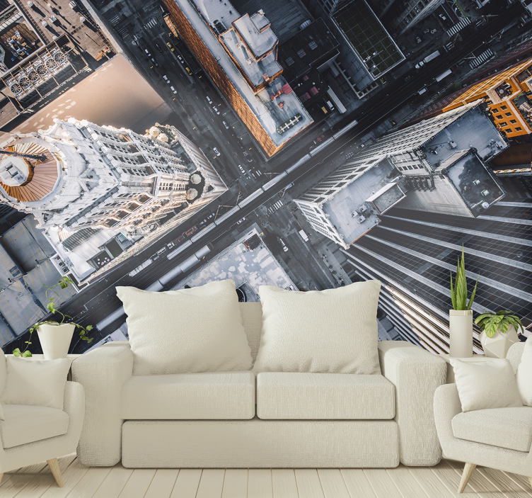 City aerial view wall mural - TenStickers