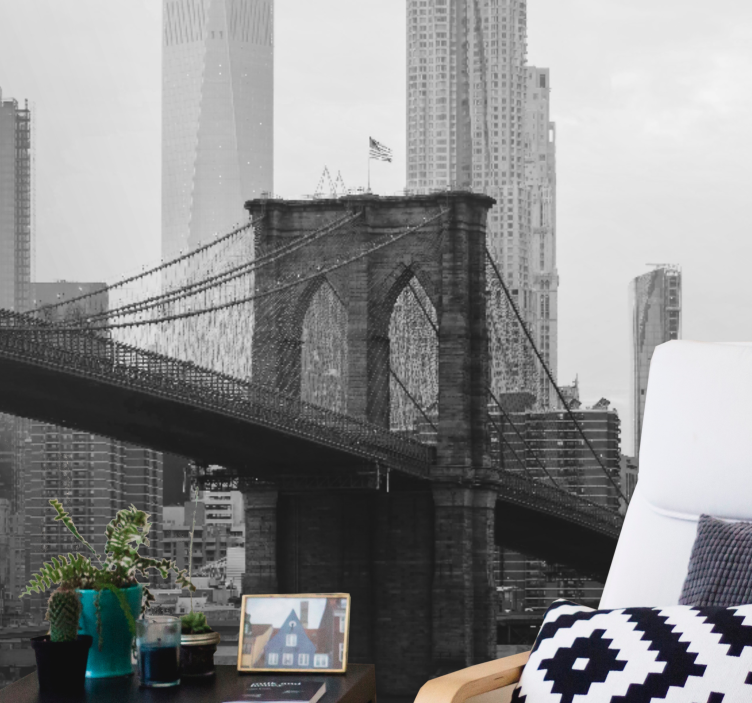 City wall mural brooklyn bridge silhouette - TenStickers