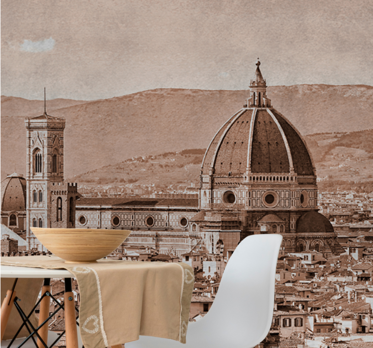 City wall mural florence dome view - TenStickers