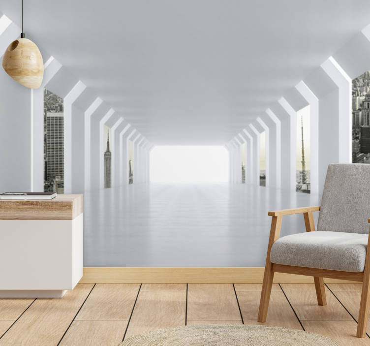 City wall mural futuristic cityscape design - TenStickers