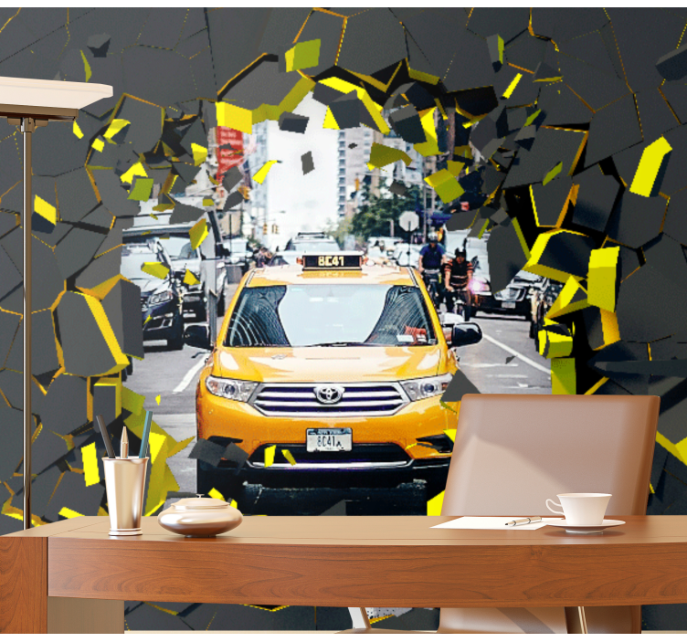 City wall mural new york yellow cab design - TenStickers
