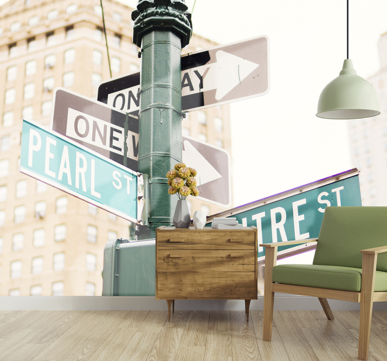City wall mural street signage intersection decor - TenStickers
