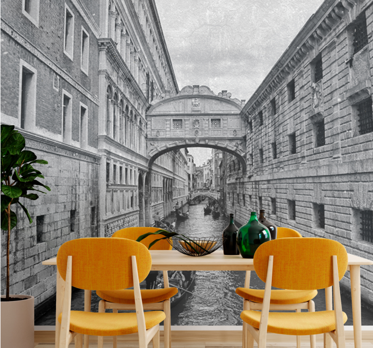 City wall mural venetian waterway scene - TenStickers