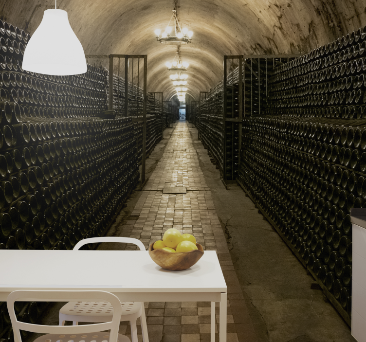 City wall mural wine cellar aisle mural - TenStickers