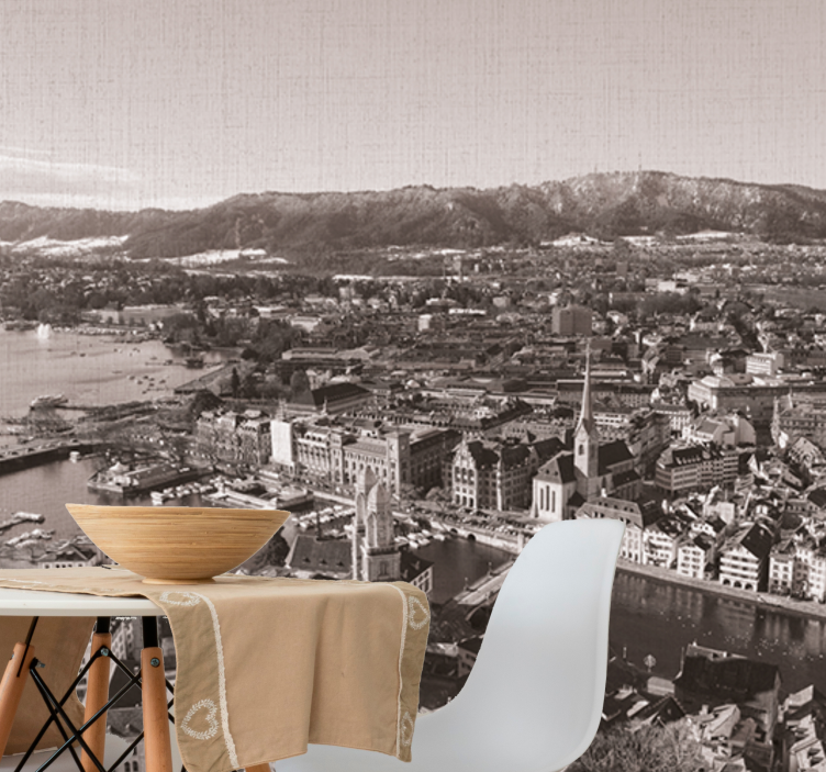 City wall mural zurich cityscape view - TenStickers