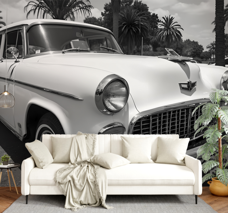 Classic White Car wall mural vehicle - TenStickers