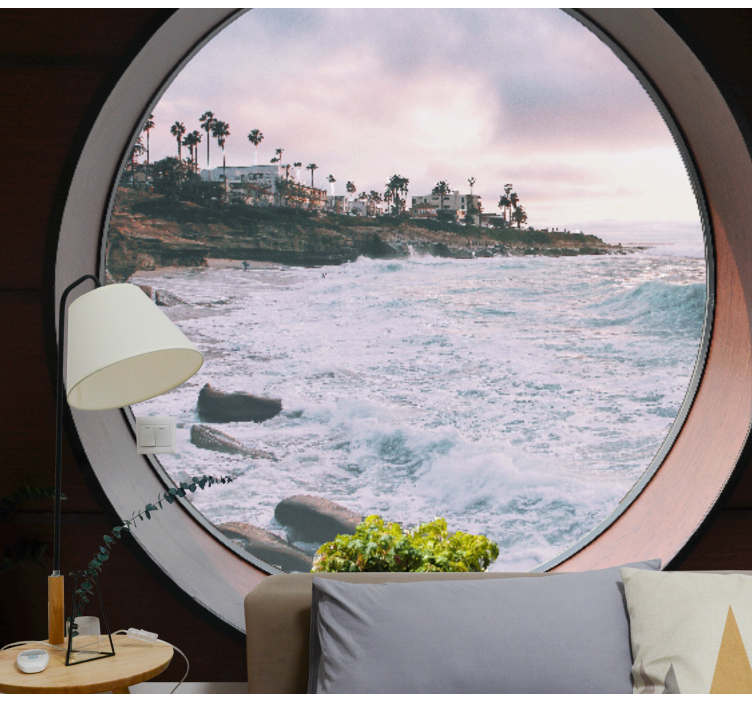 Coastal wave scene landscape wall mural - TenStickers