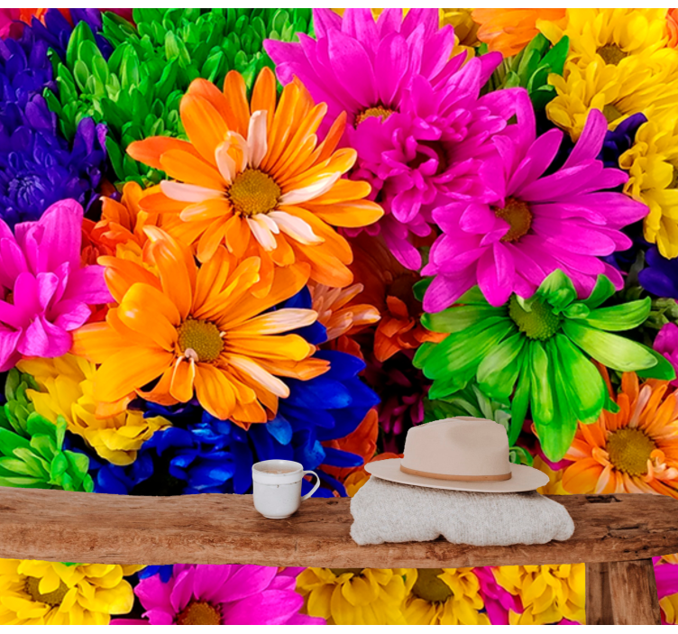 Colorful chrysanthemum wall mural - TenStickers