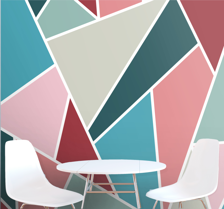 Colorful geometric living room wall mural - TenStickers